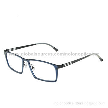 Blue Front Nylon Optical Frame with Black Metal Temple